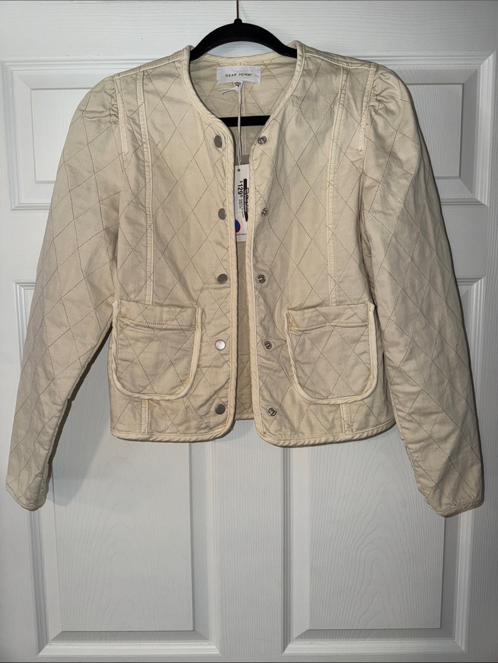 Dear John Quilted Cream Bomber Jacket